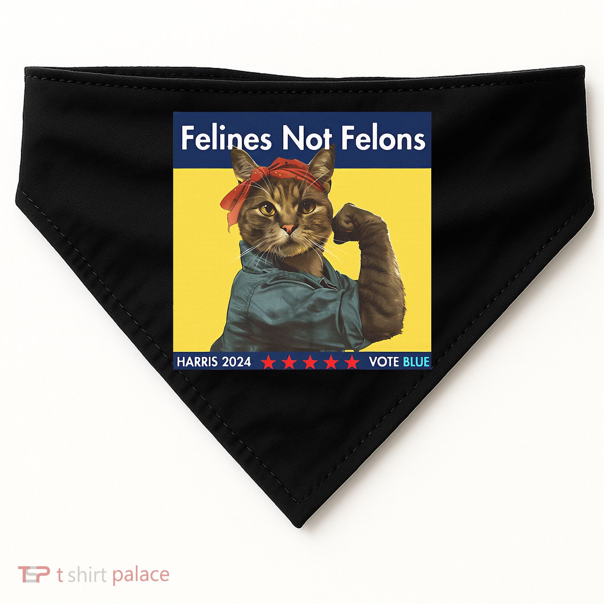 Felines Not Felons Childless Cat Lady Voting Kamala Harris USA-Made Doggie Bandana