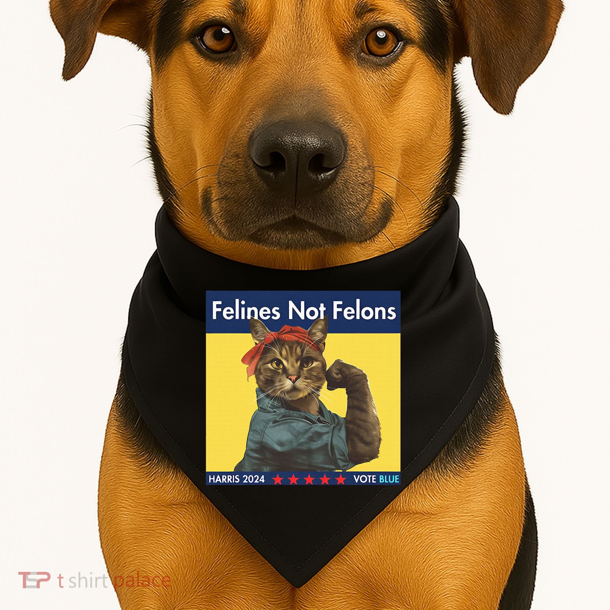 Felines Not Felons Childless Cat Lady Voting Kamala Harris USA-Made Doggie Bandana