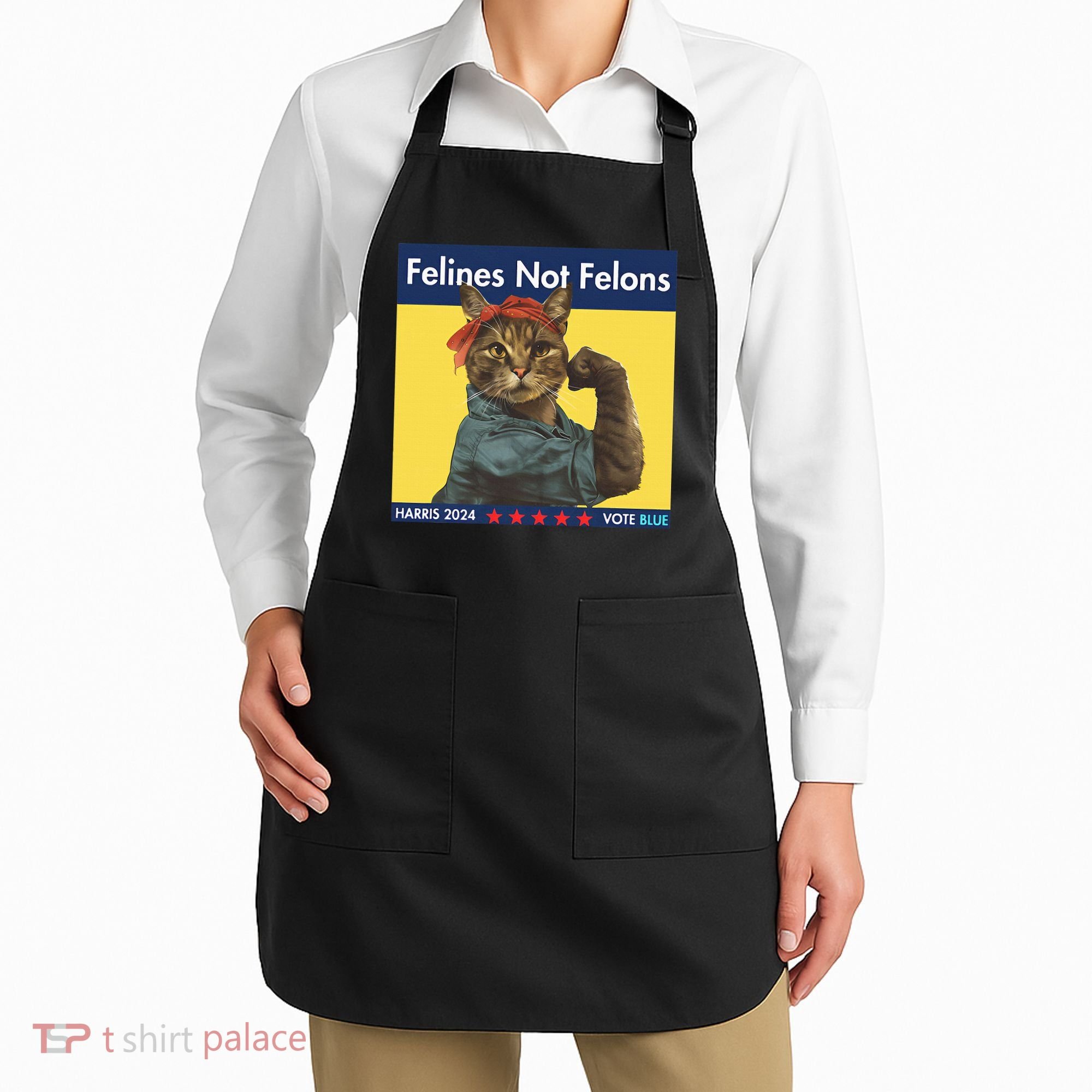 Felines Not Felons Childless Cat Lady Voting Kamala Harris Apron