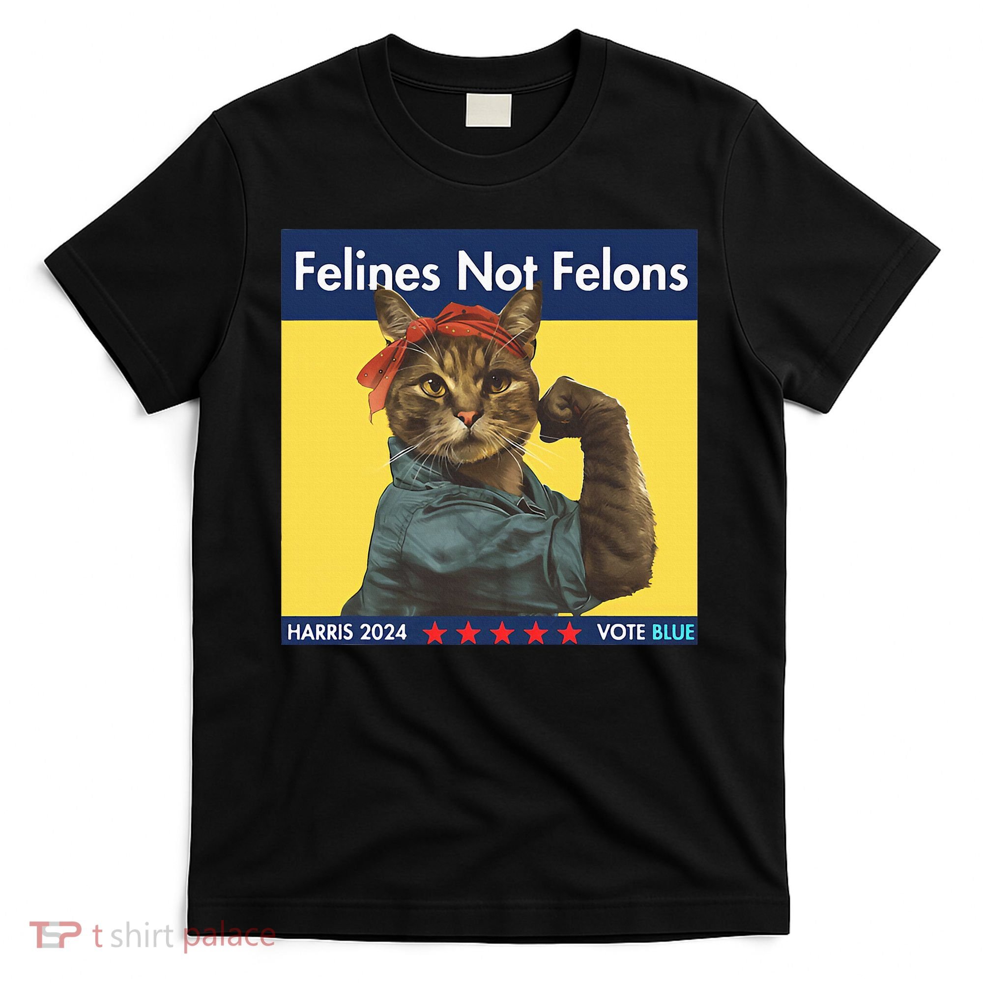 Felines Not Felons Childless Cat Lady Voting Kamala Harris T-Shirt
