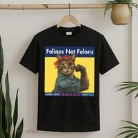 Felines Not Felons Childless Cat Lady Voting Kamala Harris T-Shirt thumb 2