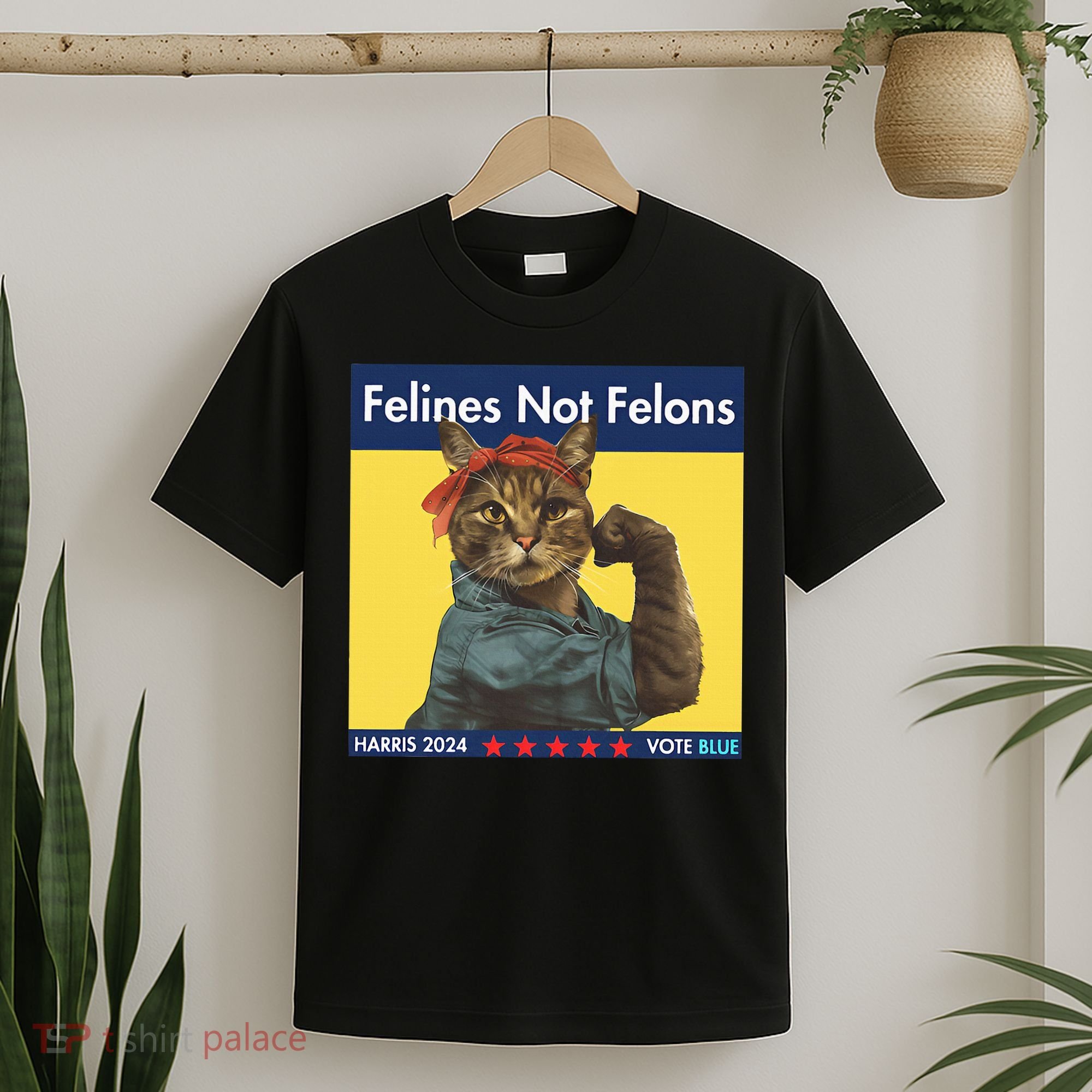 Felines Not Felons Childless Cat Lady Voting Kamala Harris T-Shirt