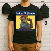 Felines Not Felons Childless Cat Lady Voting Kamala Harris T-Shirt thumb 6