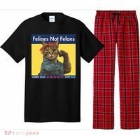 Felines Not Felons Childless Cat Lady Voting Kamala Harris Pajama Set thumb 0