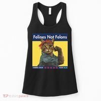 Felines Not Felons Childless Cat Lady Voting Kamala Harris Women's Tank Top thumb 0