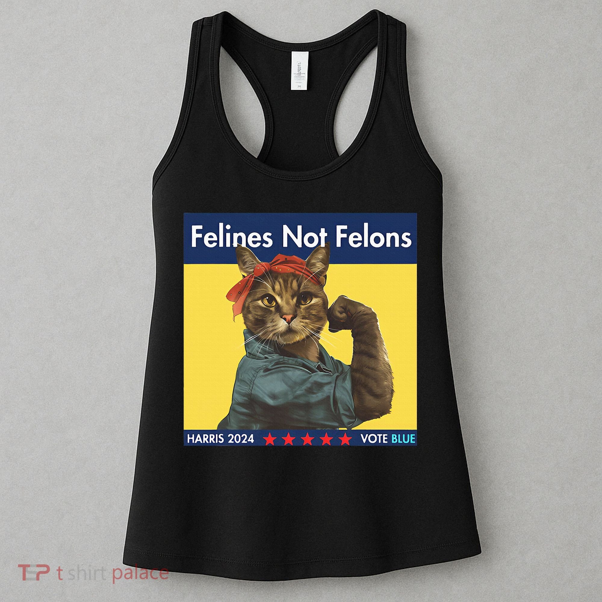 Felines Not Felons Childless Cat Lady Voting Kamala Harris Women's Tank Top
