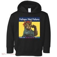 Felines Not Felons Childless Cat Lady Voting Kamala Harris Toddler Hoodie thumb 0