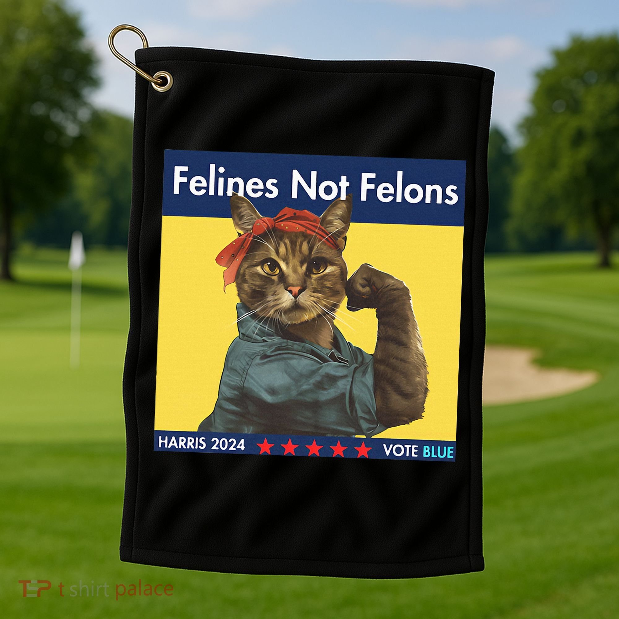 Felines Not Felons Childless Cat Lady Voting Kamala Harris Golf Towel