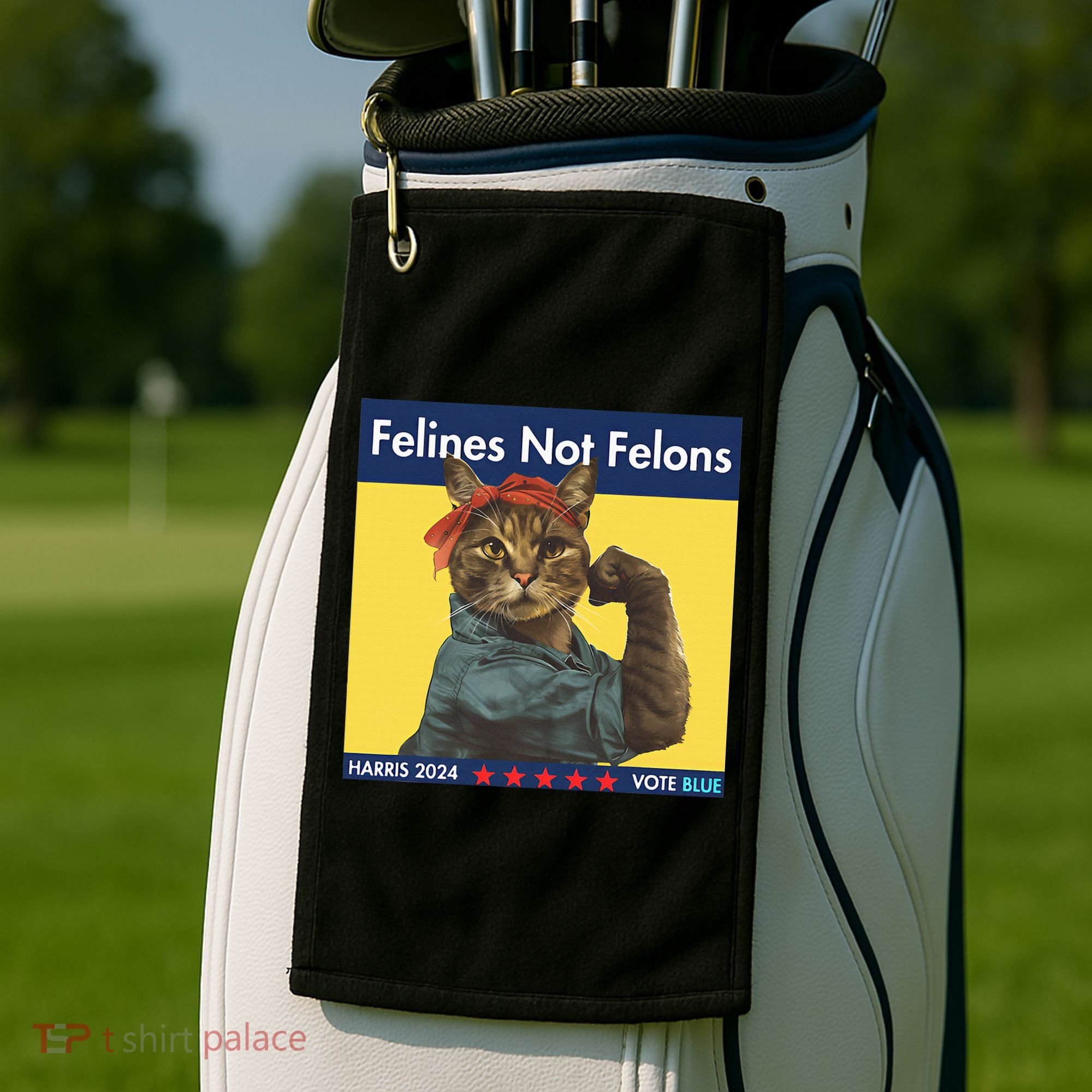 Felines Not Felons Childless Cat Lady Voting Kamala Harris Golf Towel