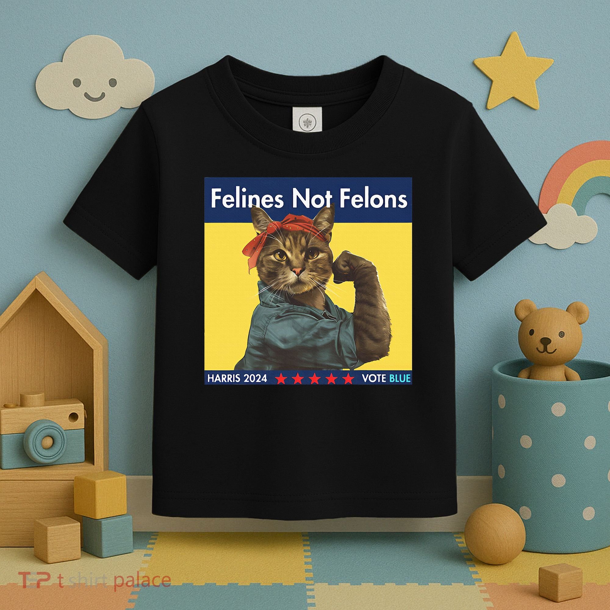 Felines Not Felons Childless Cat Lady Voting Kamala Harris Toddler T-Shirt