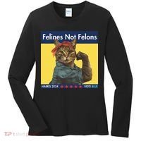 Felines Not Felons Childless Cat Lady Voting Kamala Harris Women's Long Sleeve Shirt thumb 0