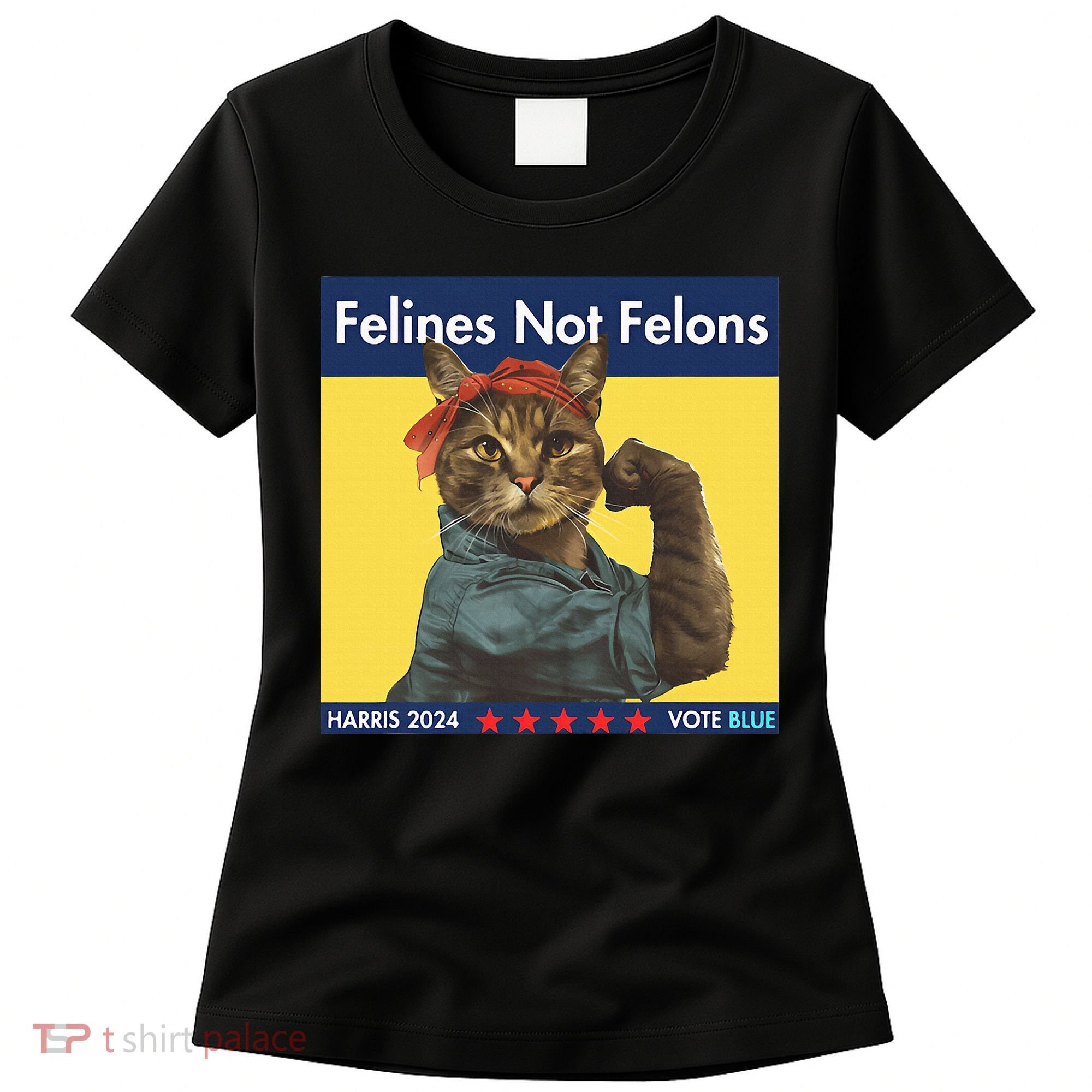Felines Not Felons Childless Cat Lady Voting Kamala Harris Women's T-Shirt