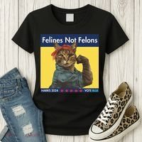 Felines Not Felons Childless Cat Lady Voting Kamala Harris Women's T-Shirt thumb 3