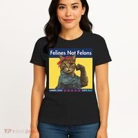 Felines Not Felons Childless Cat Lady Voting Kamala Harris Women's T-Shirt thumb 4