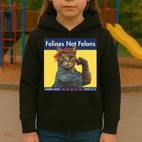 Felines Not Felons Childless Cat Lady Voting Kamala Harris Kids Hoodie thumb 3