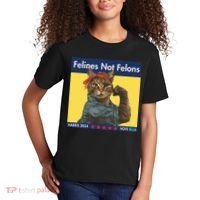 Felines Not Felons Childless Cat Lady Voting Kamala Harris Kids T-Shirt thumb 2