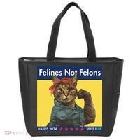 Felines Not Felons Childless Cat Lady Voting Kamala Harris Tote Bag thumb 0