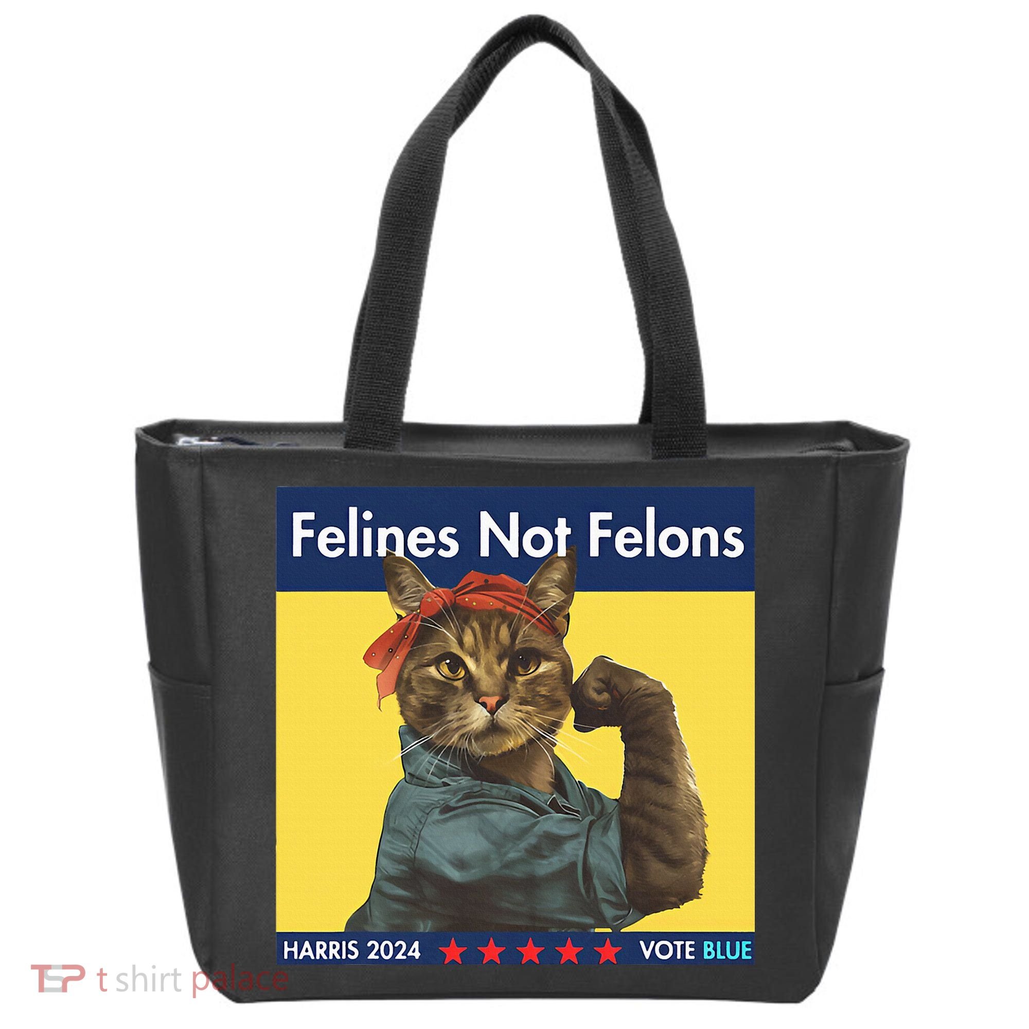Felines Not Felons Childless Cat Lady Voting Kamala Harris Tote Bag