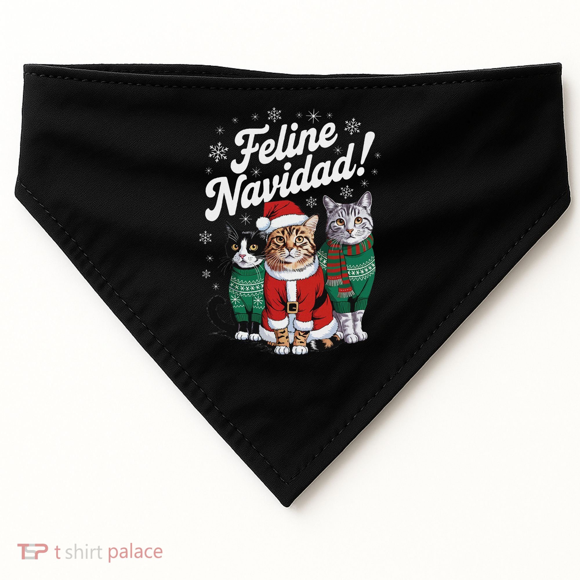 Feline Navidad Funny Cat Christmas Holiday Xmas Santa Hat USA-Made Doggie Bandana