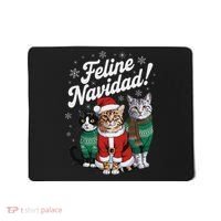 Feline Navidad Funny Cat Christmas Holiday Xmas Santa Hat Mousepad thumb 0
