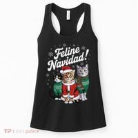 Feline Navidad Funny Cat Christmas Holiday Xmas Santa Hat Women's Tank Top thumb 0
