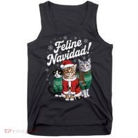 Feline Navidad Funny Cat Christmas Holiday Xmas Santa Hat Tank Top thumb 0