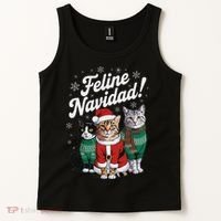 Feline Navidad Funny Cat Christmas Holiday Xmas Santa Hat Tank Top thumb 2