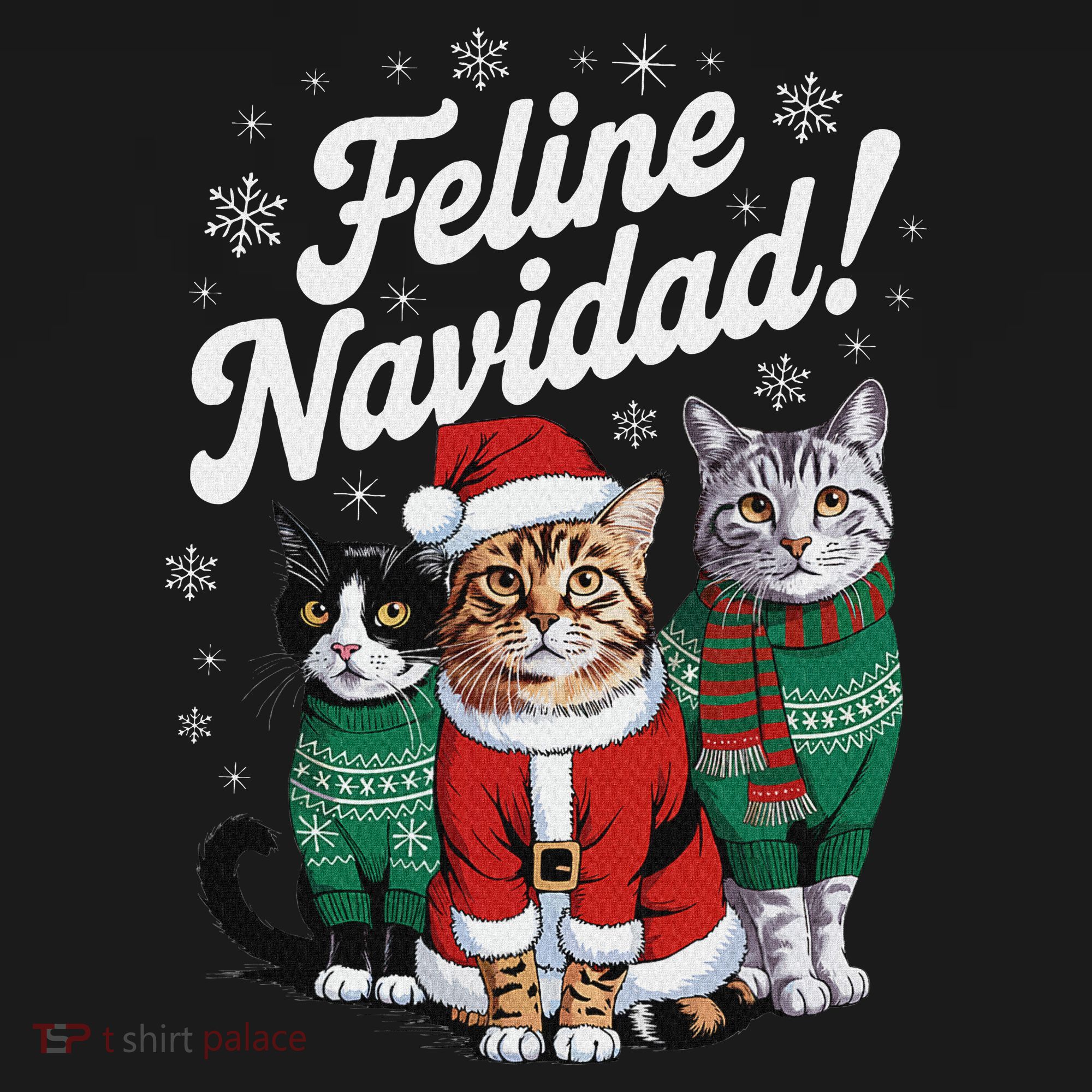 Feline Navidad Funny Cat Christmas Holiday Xmas Santa Hat Tank Top