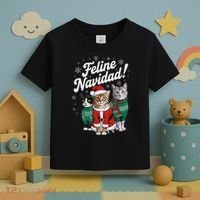 Feline Navidad Funny Cat Christmas Holiday Xmas Santa Hat Toddler T-Shirt thumb 3