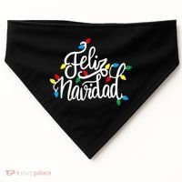 Feliz Navidad Funny Christmas Light Family Group USA-Made Doggie Bandana thumb 0