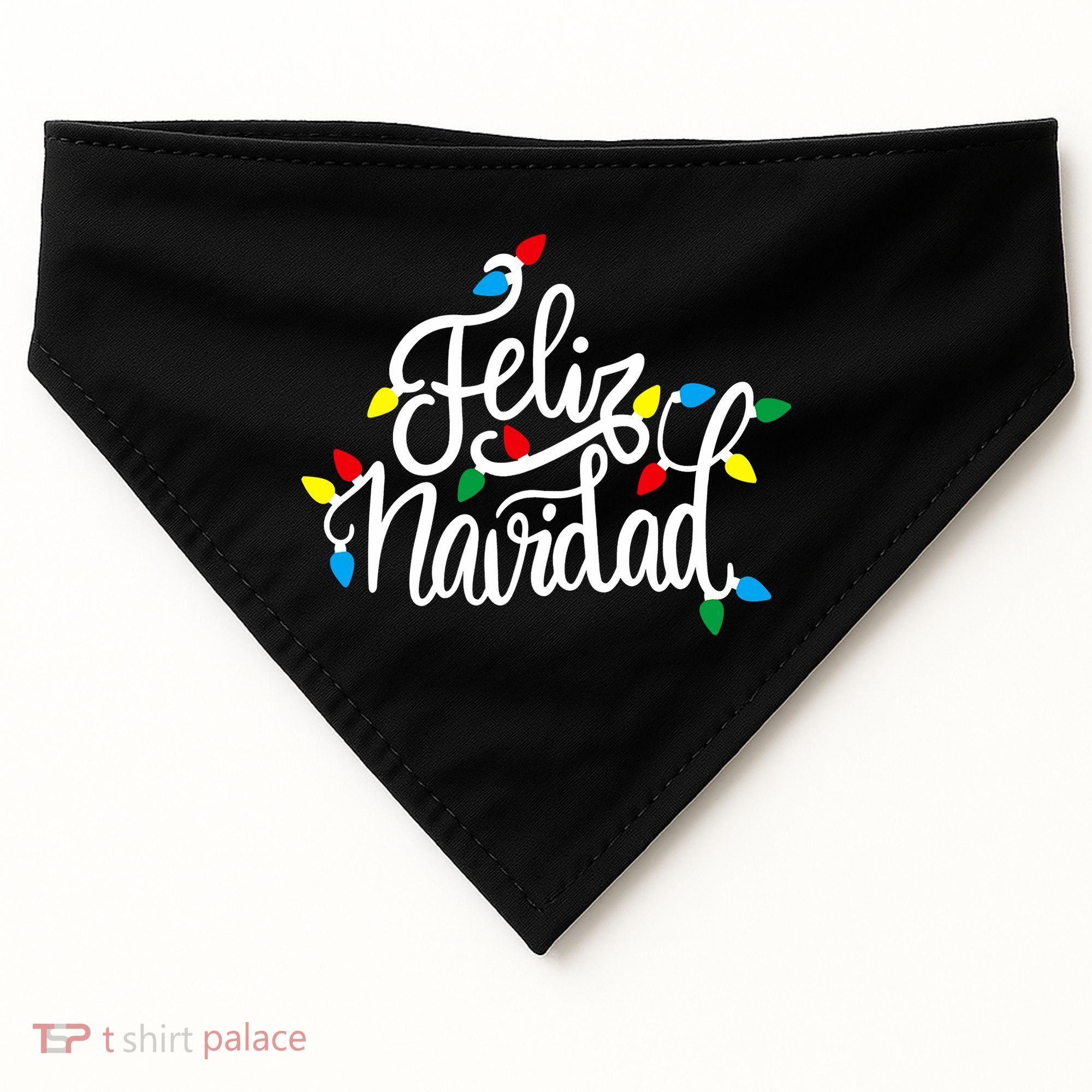 Feliz Navidad Funny Christmas Light Family Group USA-Made Doggie Bandana