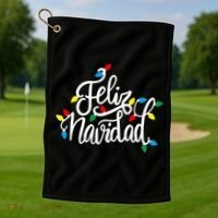 Feliz Navidad Funny Christmas Light Family Group Golf Towel thumb 1