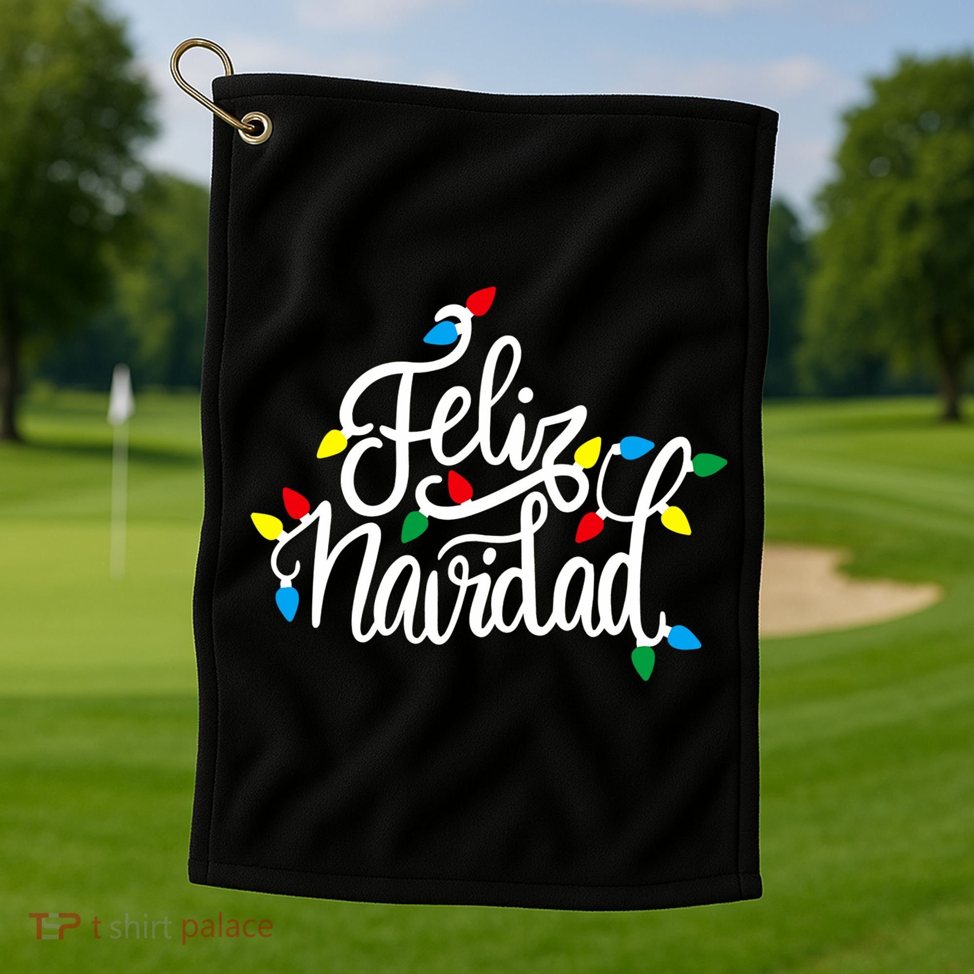 Feliz Navidad Funny Christmas Light Family Group Golf Towel
