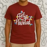 Feliz Navidad Funny Christmas Light Family Group T-Shirt thumb 3