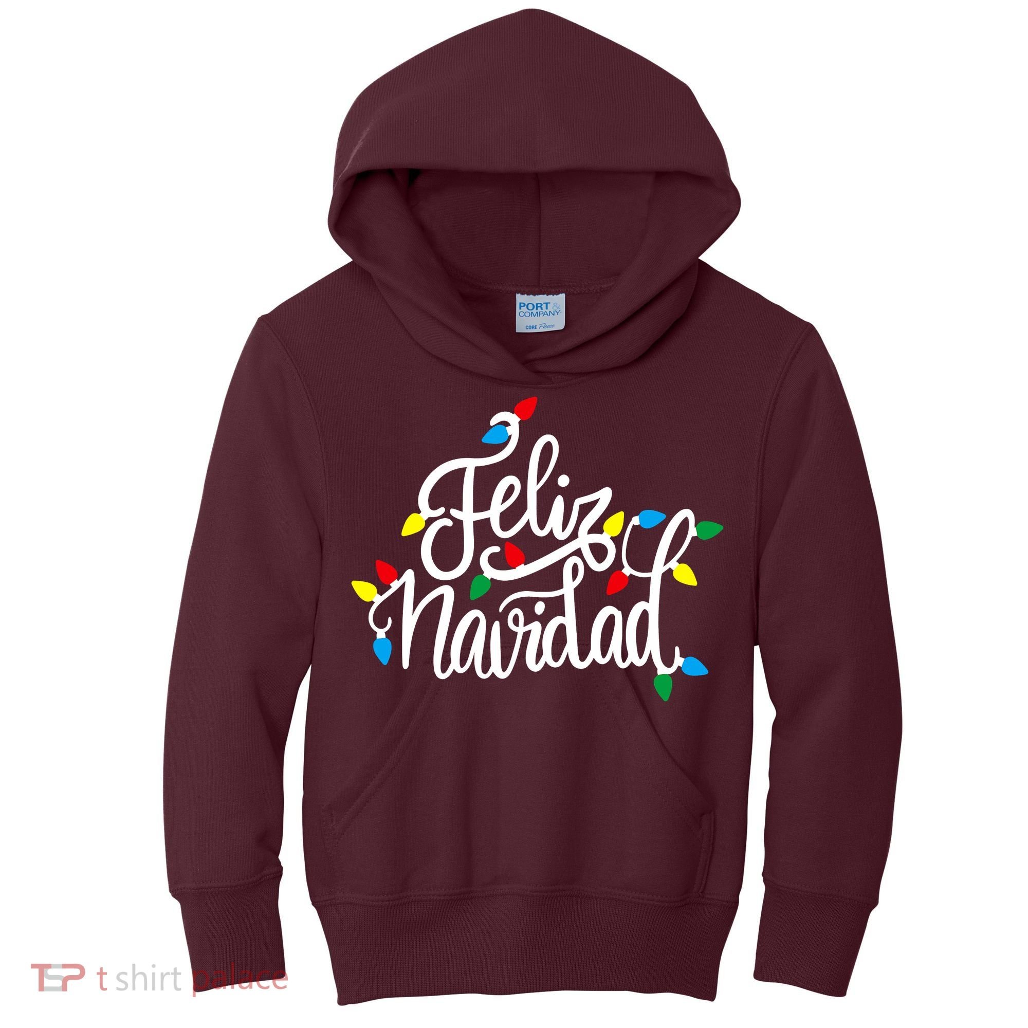 Feliz Navidad Funny Christmas Light Family Group Kids Hoodie