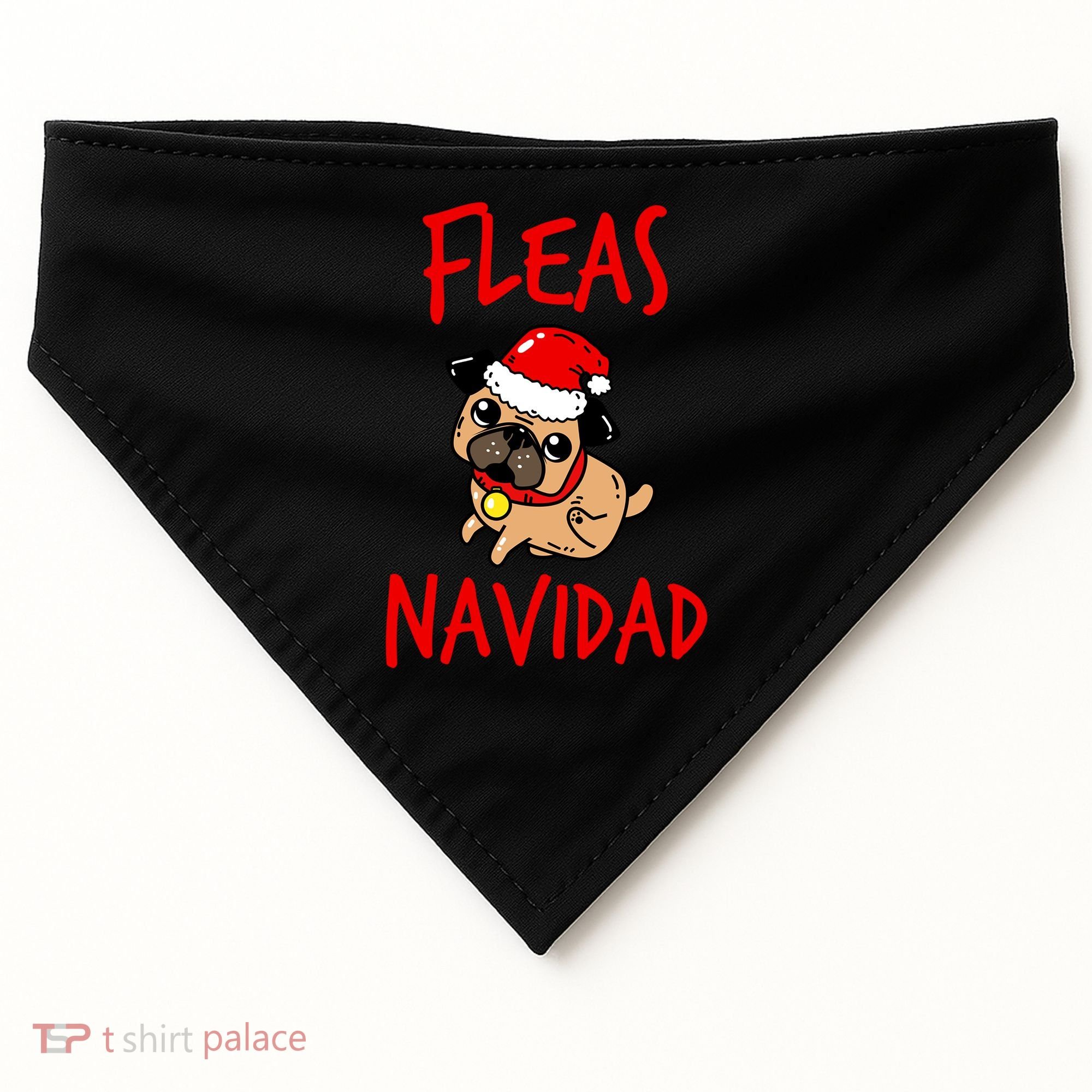 Fleas Navidad Funny Pug Christmas Gift Funny Gift USA-Made Doggie Bandana