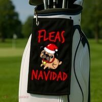 Fleas Navidad Funny Pug Christmas Gift Funny Gift Golf Towel thumb 2