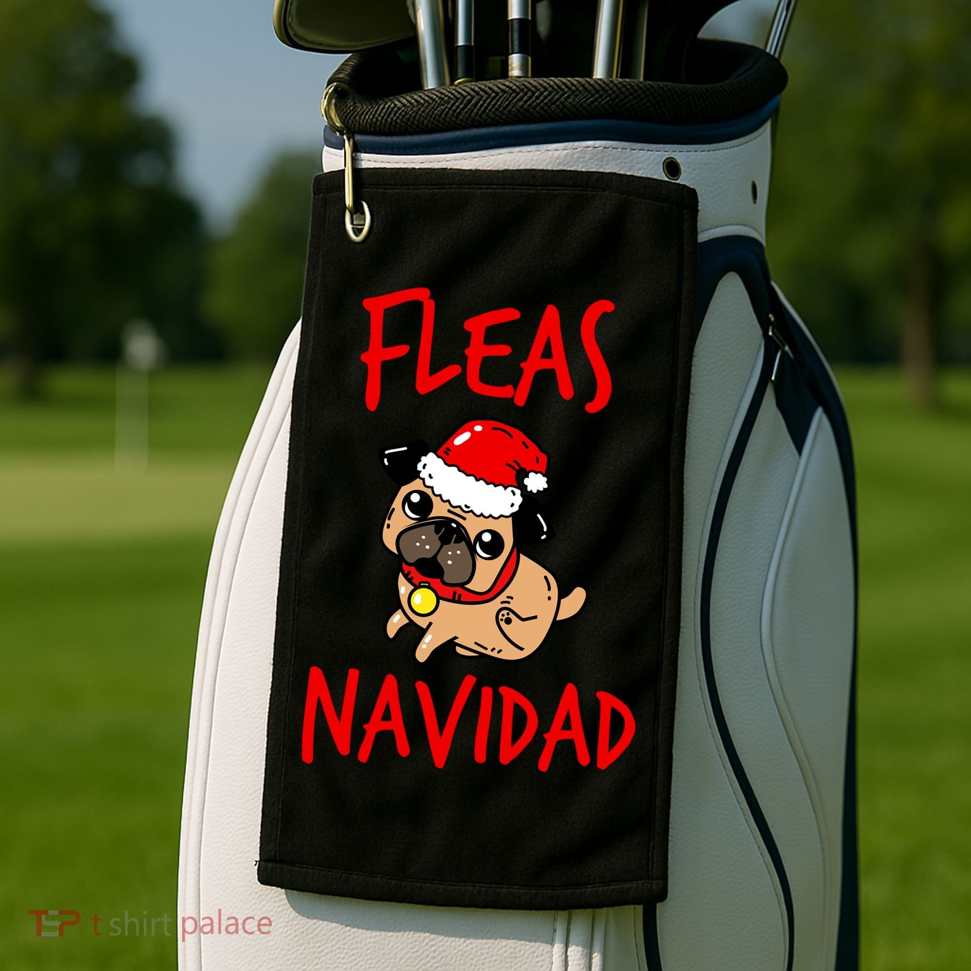 Fleas Navidad Funny Pug Christmas Gift Funny Gift Golf Towel