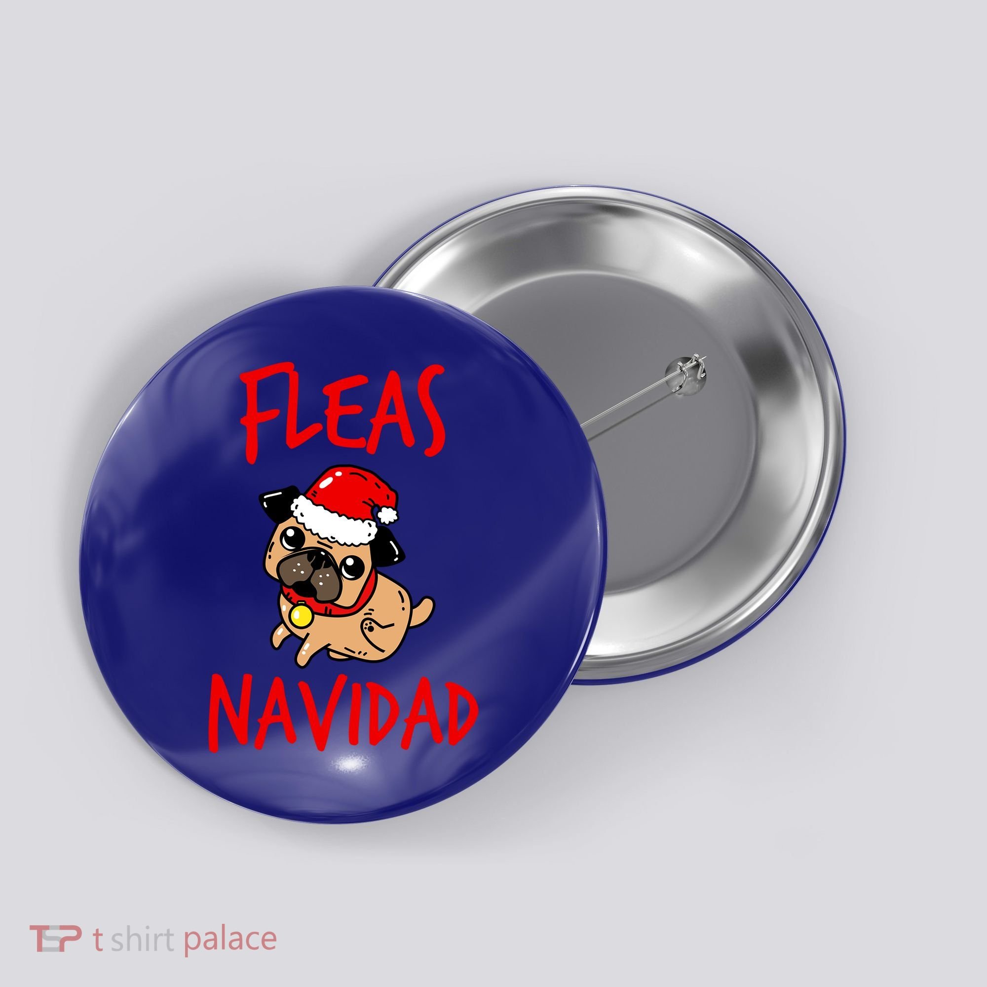 Fleas Navidad Funny Pug Christmas Gift Funny Gift Button