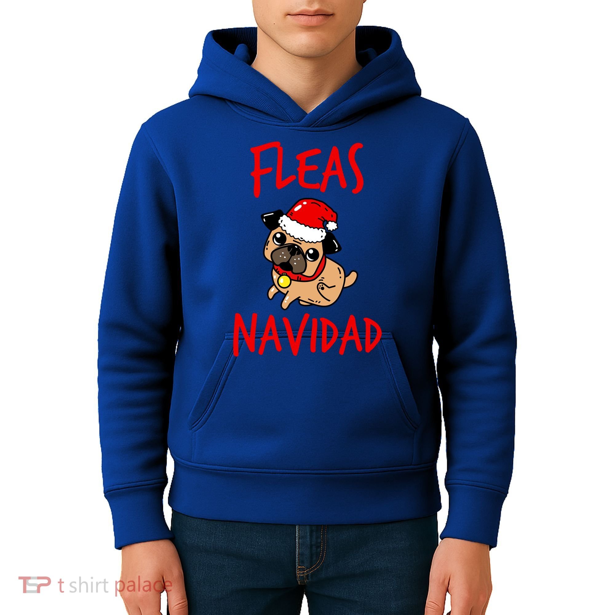 Fleas Navidad Funny Pug Christmas Gift Funny Gift Kids Hoodie