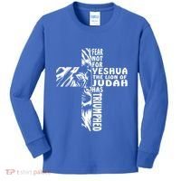 Fear Not For Yeshua The Lion Of Judah Has Triumphed Gift Kids Long Sleeve Shirt thumb 0