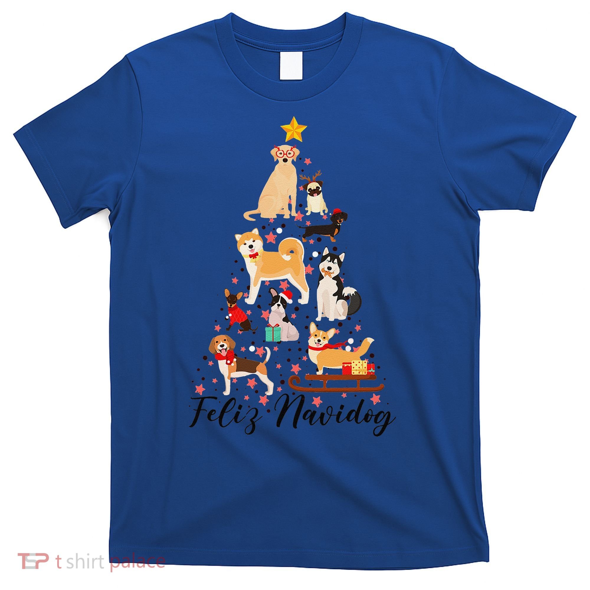 Feliz Navidog Funny Christmas Tree Lights Dog Lovers Gifts T-Shirt
