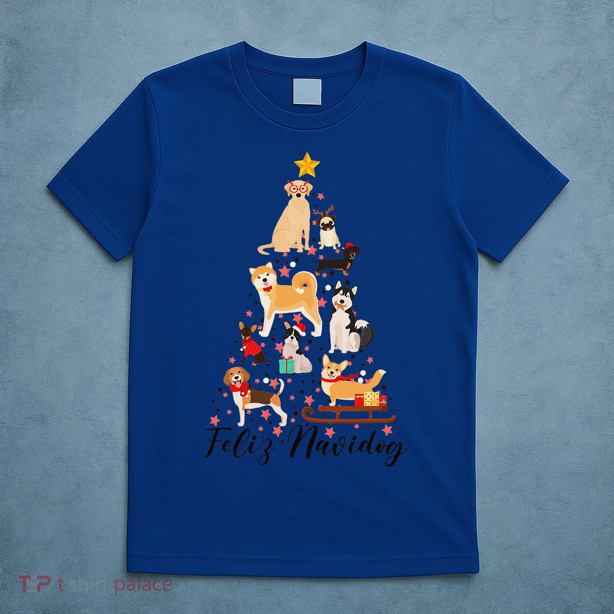 Feliz Navidog Funny Christmas Tree Lights Dog Lovers Gifts T-Shirt
