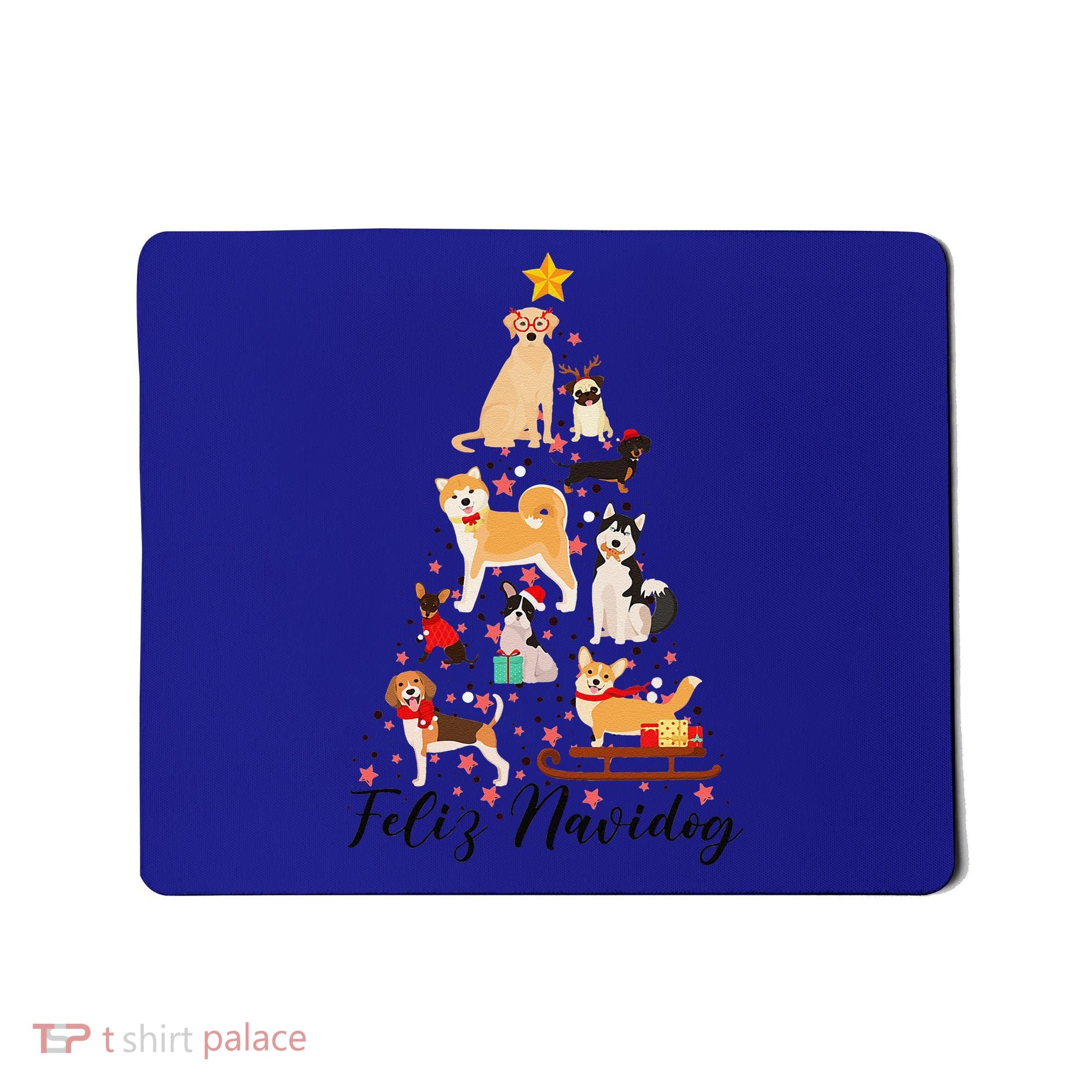 Feliz Navidog Funny Christmas Tree Lights Dog Lovers Gifts Mousepad