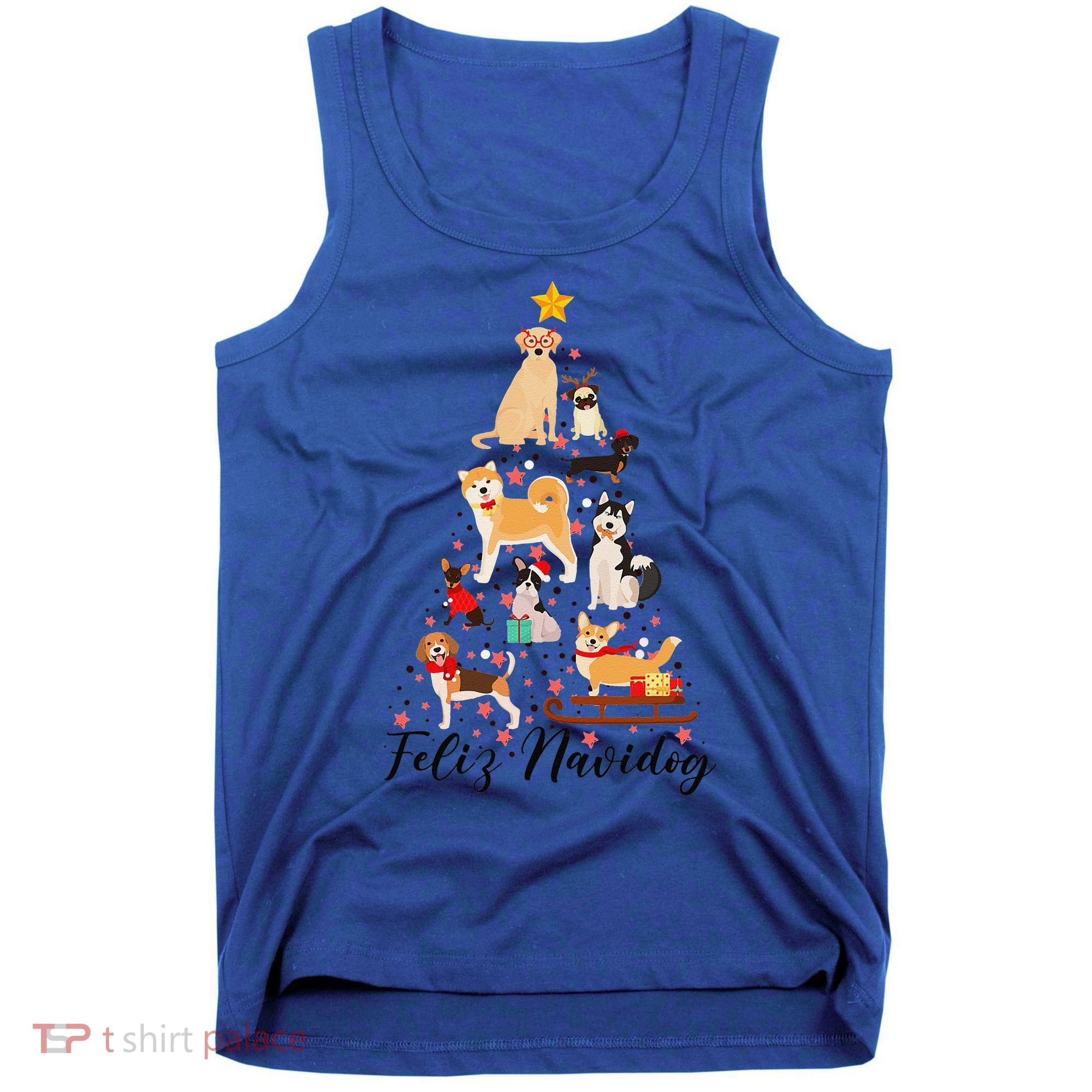 Feliz Navidog Funny Christmas Tree Lights Dog Lovers Gifts Tank Top