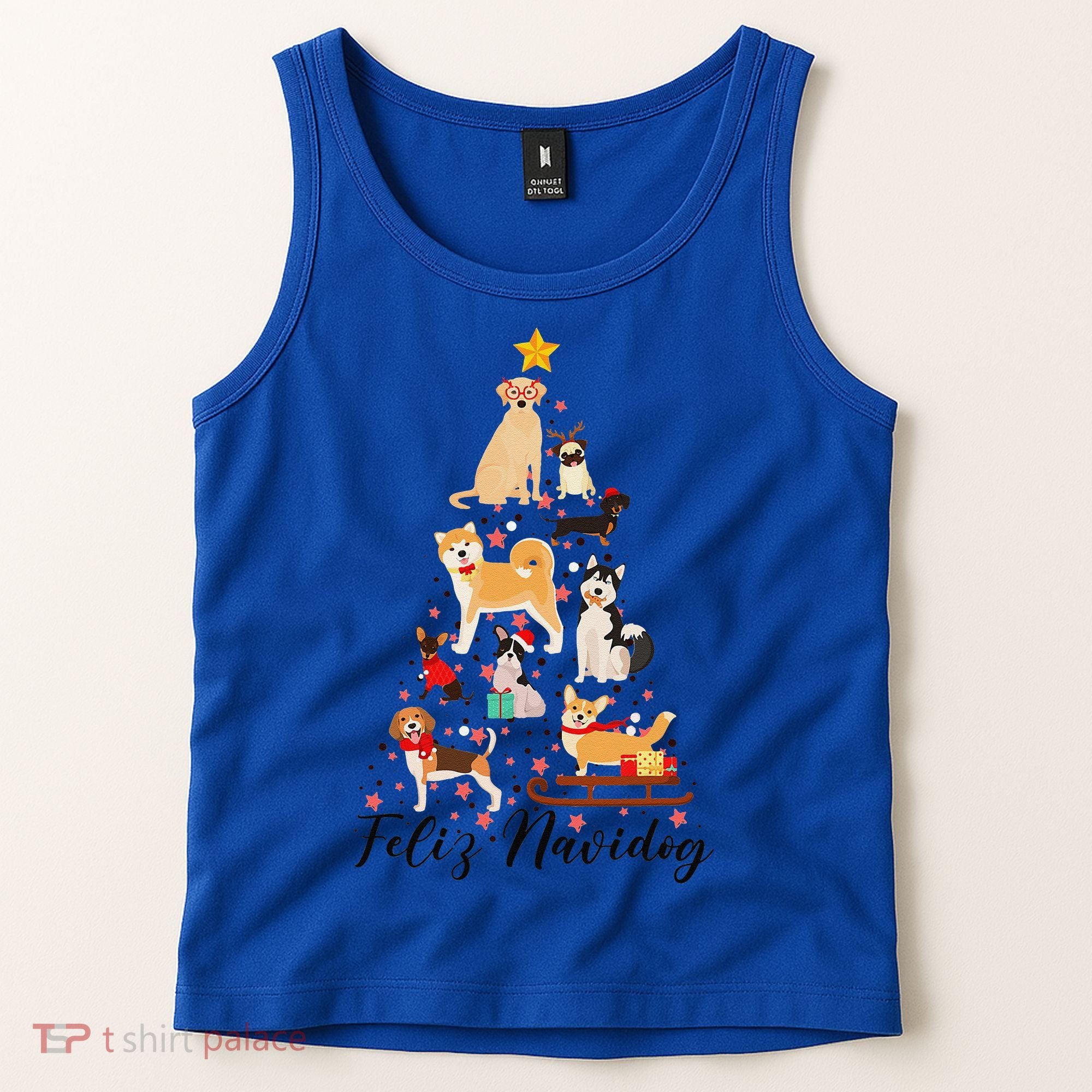 Feliz Navidog Funny Christmas Tree Lights Dog Lovers Gifts Tank Top