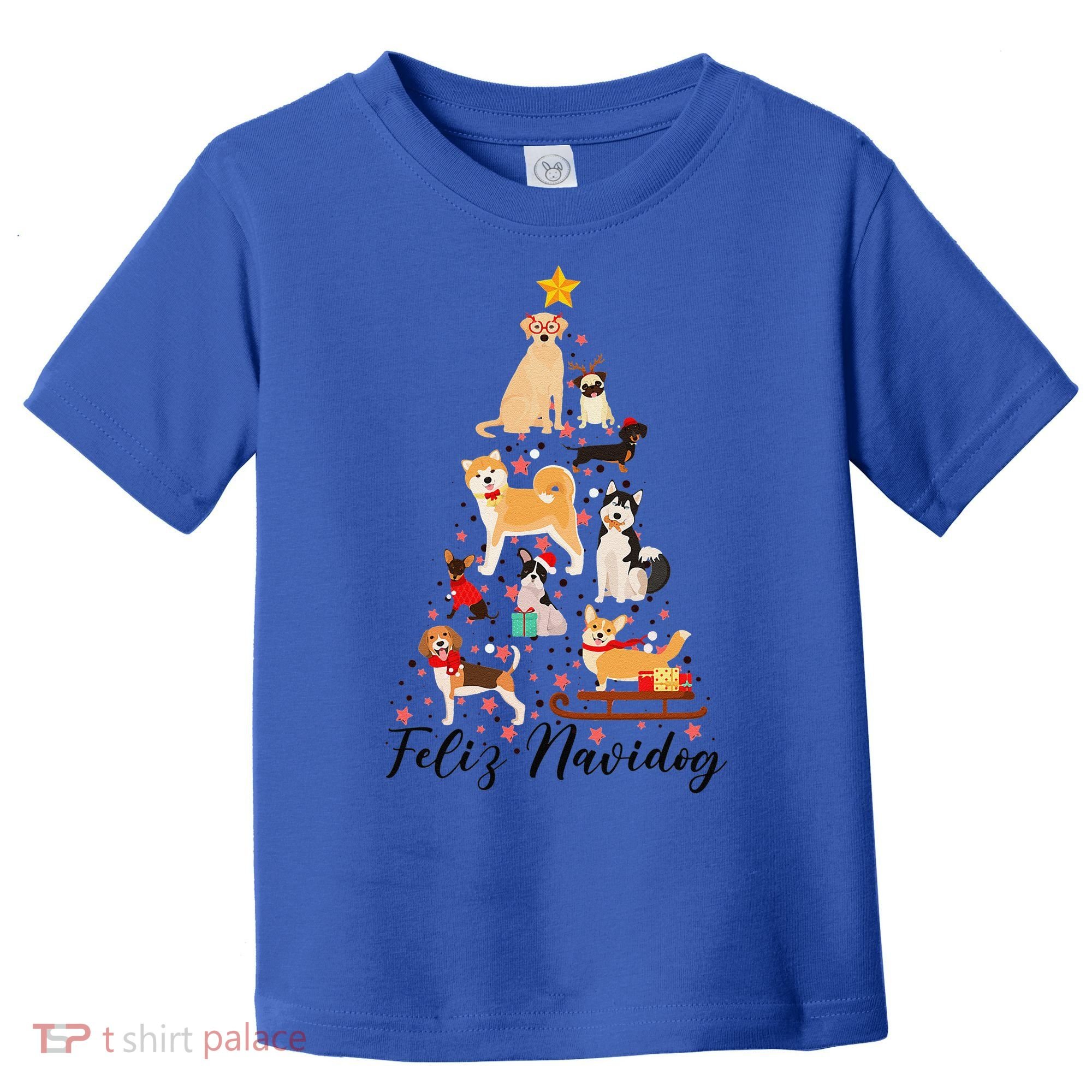 Feliz Navidog Funny Christmas Tree Lights Dog Lovers Gifts Toddler T-Shirt