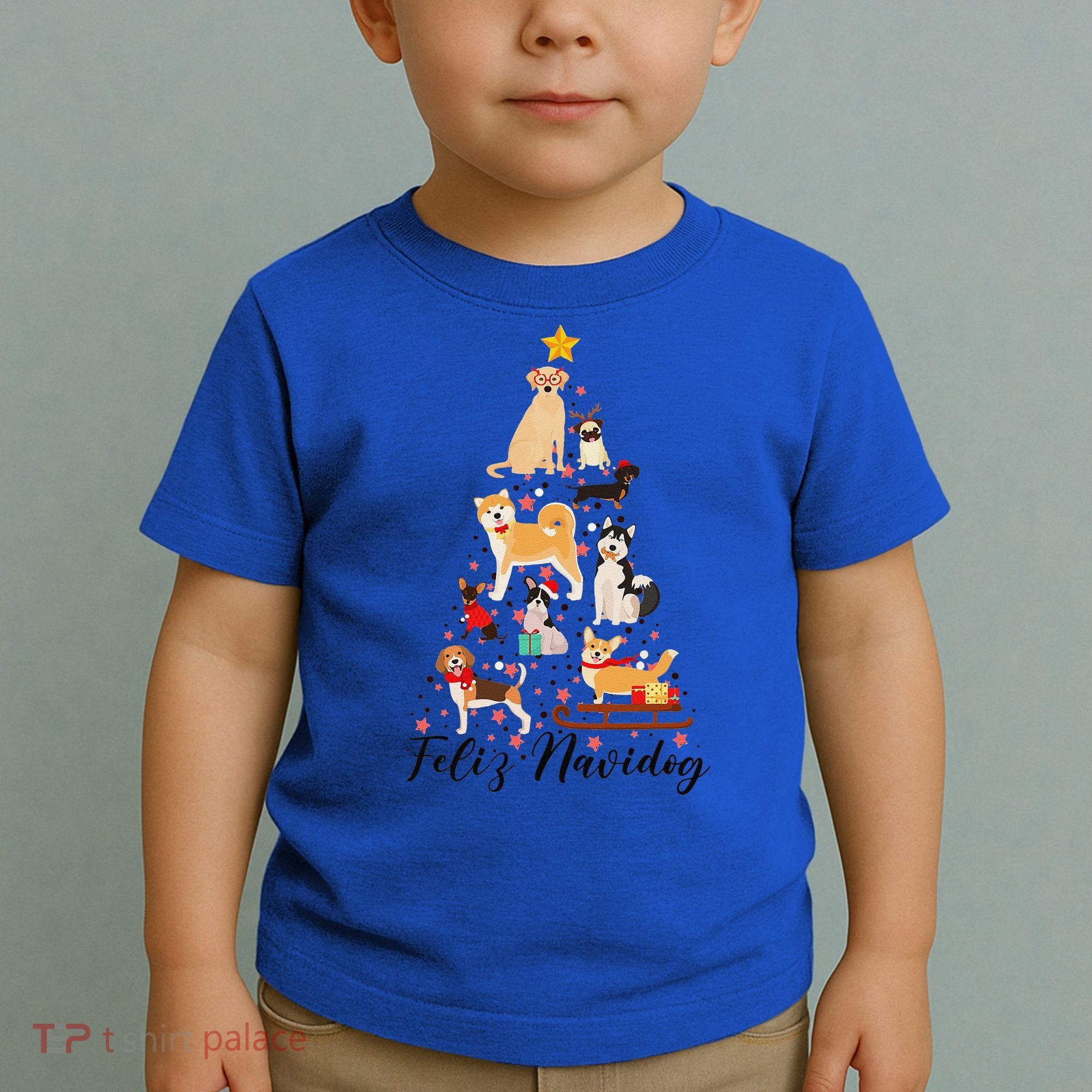 Feliz Navidog Funny Christmas Tree Lights Dog Lovers Gifts Toddler T-Shirt