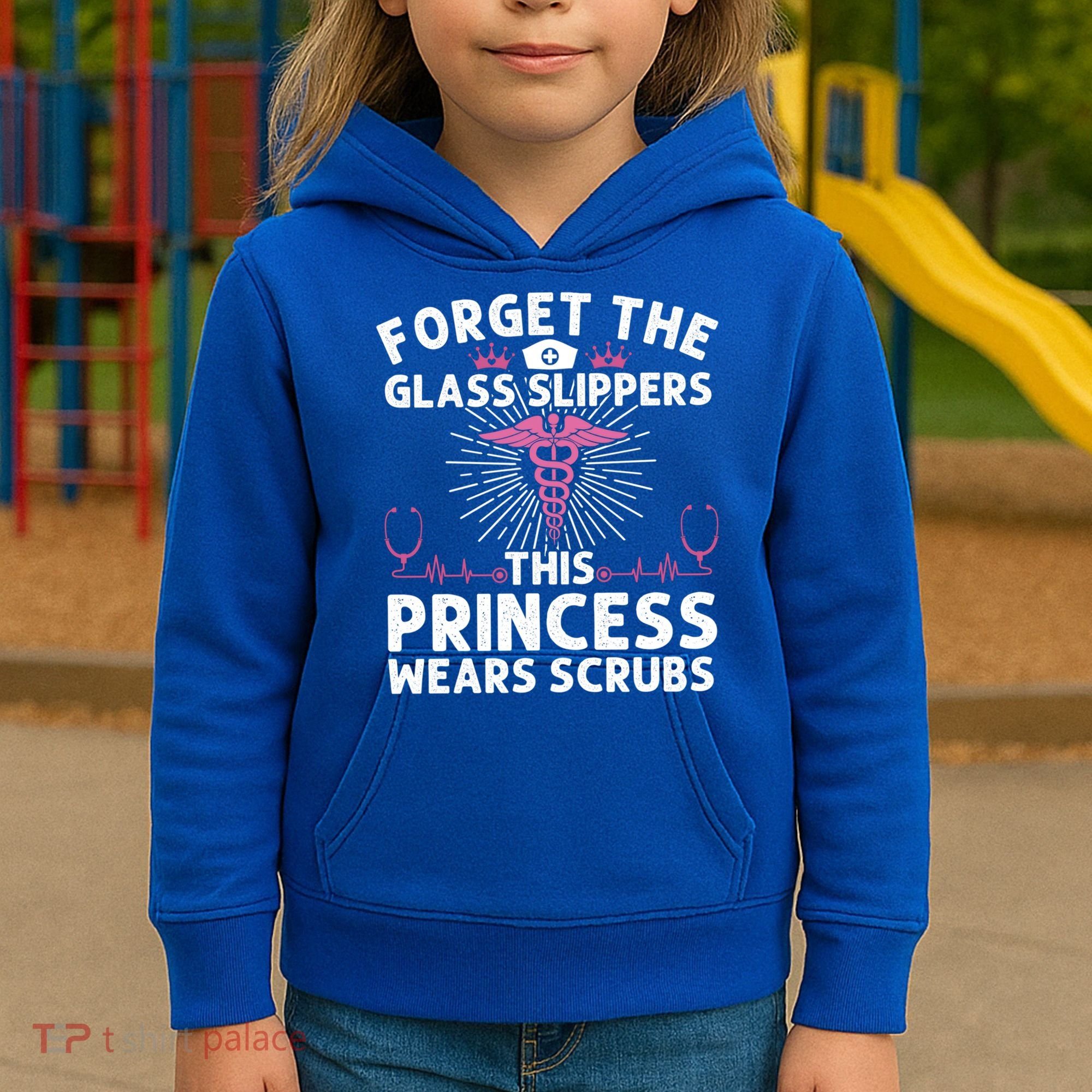 Funny Nurse Gift Cool This Princess Wears Scrubs Gift Kids Hoodie