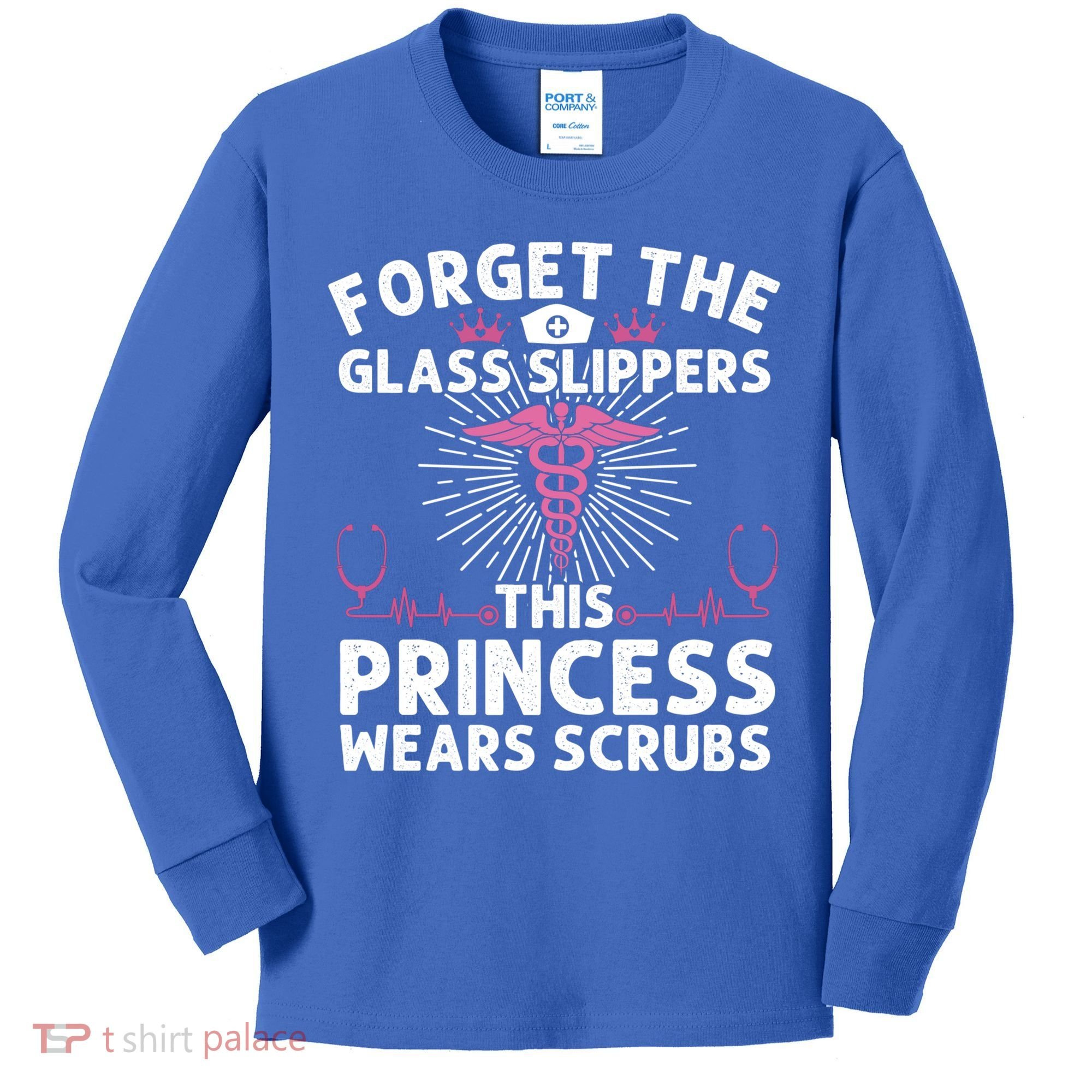 Funny Nurse Gift Cool This Princess Wears Scrubs Gift Kids Long Sleeve Shirt